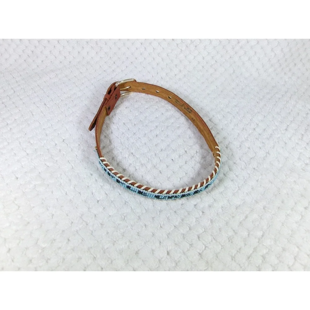 Cripple Creek‎ Co Decorative Beaded Leather Dog Collar Size 20 Western Cowhide
